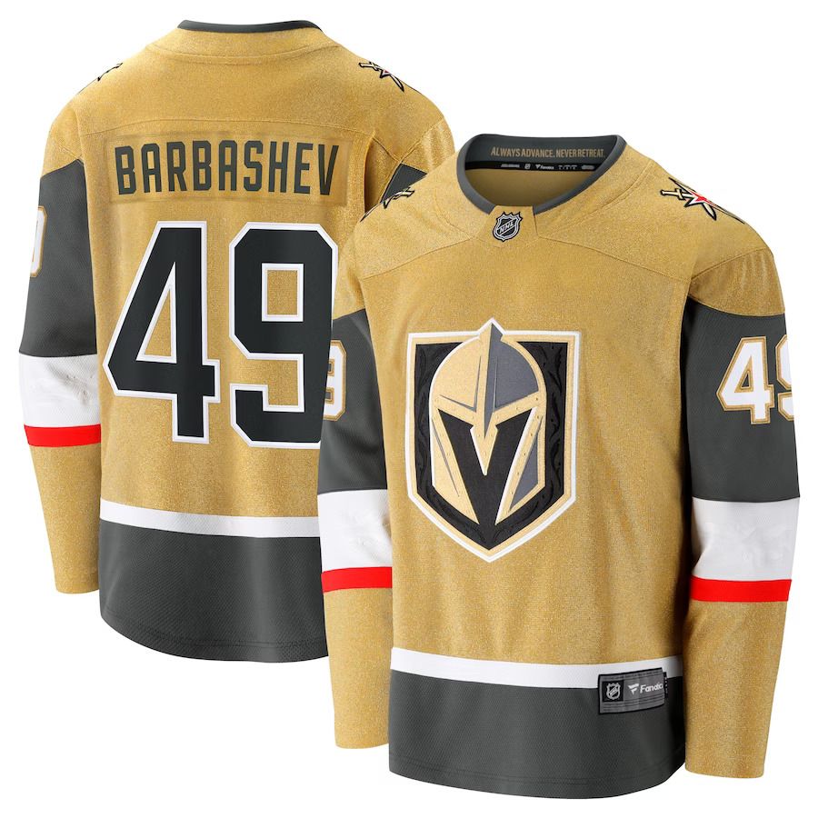 Men Vegas Golden Knights #49 Ivan Barbashev Fanatics Branded Gold Home Breakaway NHL Jersey